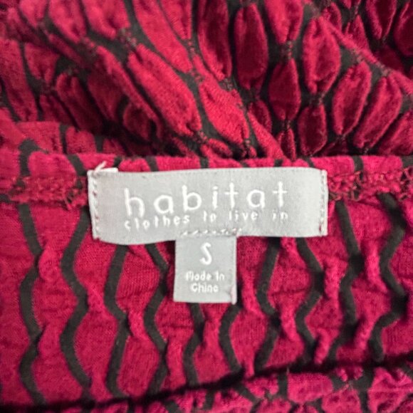 Habitat Womens Small Red Black Textured Knit Tunic Top Small 3/4 Sleeve Stretch - Picture 3 of 8